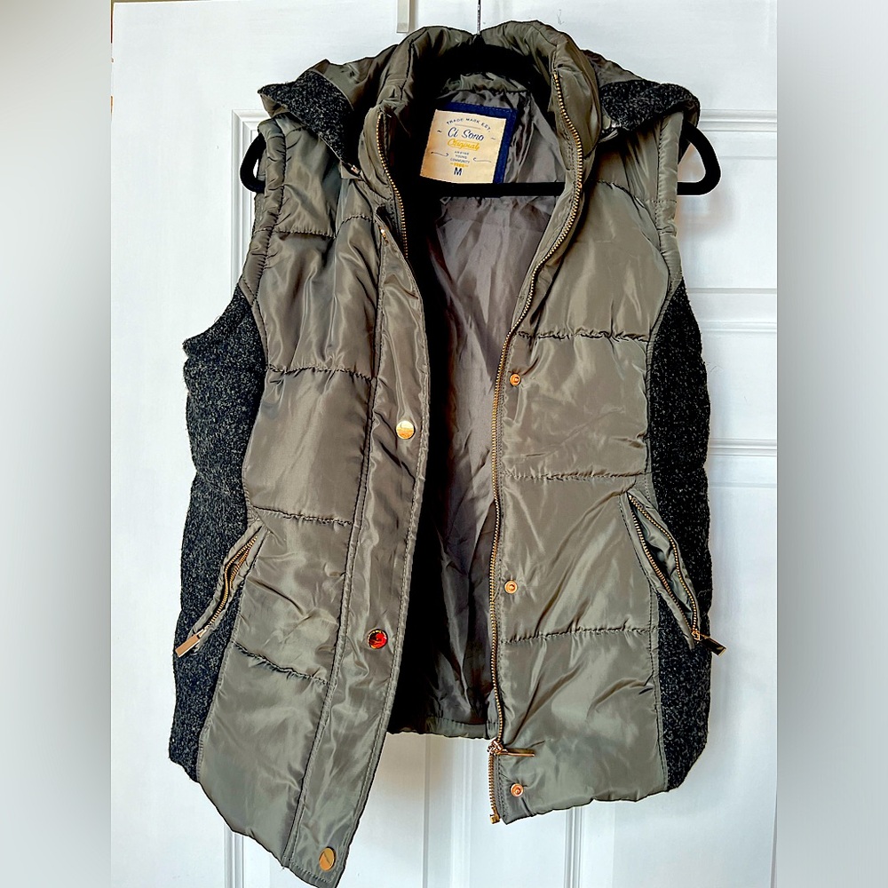 Ci Sono Tweed Puffer Vest